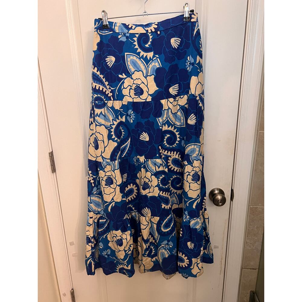 House of Harlow Linen Blend Top & Tiered Maxi Skirt Set S Boho Chic Cottagecore - Picture 6 of 12